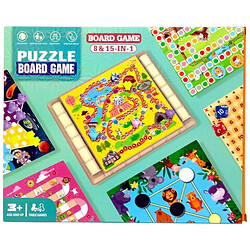 Набор настольных игр 15 в 1, игровое поле, фигурки, фишки, кубик, мешочек, наклейки, инструкция, в коробке, Mic