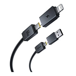 USB кабель Baseus P10383000121-01 Versatile Apple iPhone SE 2022 / iPhone 14 Pro Max / iPhone 14 Plus / iPhone 14 Pro / iPhone 14 / iPhone 13 Pro / iPhone 13 Mini / iPhone 13 / iPhone 13 Pro Max / iPhone 12 Mini, Lightning, Type-C, 1.0 м., Чорний