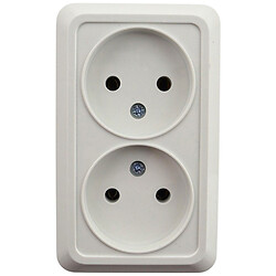 Розетка подвійна без заземлення накладна LUNO, біла