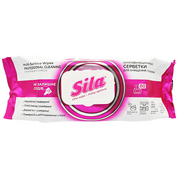 Салфетки влажные для очистки поверхностей Sila клапан, 80 шт/уп
