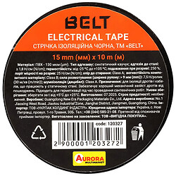 Стрічка ізоляційна BELT, 15 мм х 10 м, Чорний