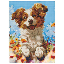 Алмазная мозаика "Собака в цветах", 30х40см, Ідейка