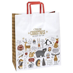 Пакет подарочный бумажный, НОВОГОДНИЙ КРАФТ "Зверюшки", 32x15x38 см, Mic