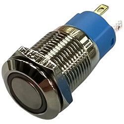 Кнопка антивандальна 12мм з підсвічуванням, з фіксацією, OFF-ON, 220V, виводи під пайку