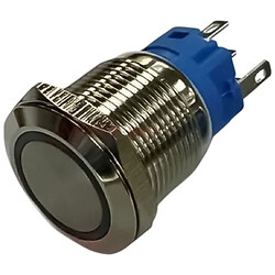 Кнопка антивандальная 19мм с подсветкой, с фиксацией, OFF-ON, 220V, выводы под пайку