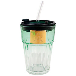 Емкость для напитков стеклянная с крышкой и трубочкой 400 мл