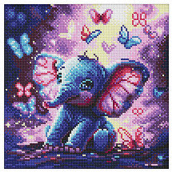 Алмазна мозаїка "Безтурботний слоник", 30х30см, Ідейка