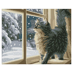 Алмазна мозаїка "Снігопад за вікном", з голограмними стразами, 40х50см, Ідейка