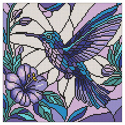 Алмазная мозаика "Витраж. Колибри", 30х30 см, Ідейка