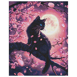 Алмазна мозаїка "Чарівний кіт серед сакури", 40х50 см, Ідейка