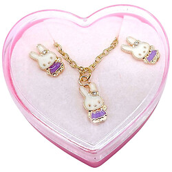 Дитячий набір прикрас: кулон+сережки, з лавандовим зайчиком, Mic