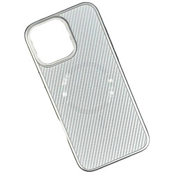 Чехол (накладка) Apple iPhone 15, Carbon Pattern Shockproof, MagSafe, Серебряный