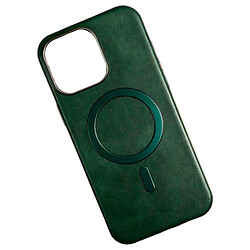 Чехол (накладка) Apple iPhone 16 Pro, Leather Magnetic Metal Frame, MagSafe, Зеленый