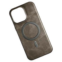 Чехол (накладка) Apple iPhone 16 Pro, Leather Magnetic Metal Frame, MagSafe, Серый