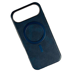 Чехол (накладка) Apple iPhone 17 Air, Leather Magnetic Metal Frame, MagSafe, Синий