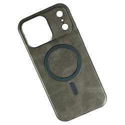 Чехол (накладка) Apple iPhone 17 Pro Max, Leather Magnetic Metal Frame, MagSafe, Серый