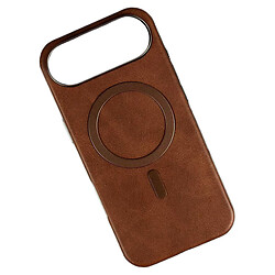 Чехол (накладка) Apple iPhone 17, Leather Magnetic Metal Frame, MagSafe, Коричневый