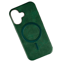 Чехол (накладка) Apple iPhone 17, Leather Magnetic Metal Frame, MagSafe, Зеленый