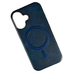 Чехол (накладка) Apple iPhone 17, Leather Magnetic Metal Frame, MagSafe, Синий