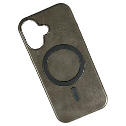 Чехол (накладка) Apple iPhone 17, Leather Magnetic Metal Frame, MagSafe, Серый