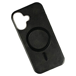 Чехол (накладка) Apple iPhone 17, Leather Magnetic Metal Frame, MagSafe, Черный