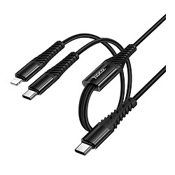 USB кабель Hoco X123 Victory Apple iPhone SE 2022 / iPhone 14 Pro Max / iPhone 14 Plus / iPhone 14 Pro / iPhone 14 / iPhone 13 Pro / iPhone 13 Mini / iPhone 13 / iPhone 13 Pro Max / iPhone 12 Mini / iPhone 12 Pro Max, Lightning, Type-C, 1.0 м., Черный