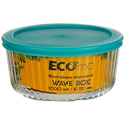 Контейнер стеклянный круглый ECOMO WAVE BOX, прозрачный, 1 л