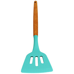 Лопатка кухонная силиконовая с прорезями и деревянной ручкой, 32 см