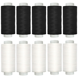 Набір ниток для шиття Craft time, чорні/білі, 10 шт