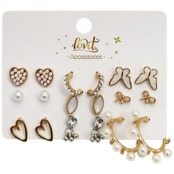 Набір сережок жіночих металевих, мікс, 9 пар