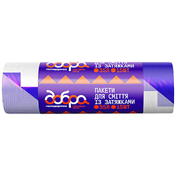 Пакеты для мусора с затяжками Добрая хозяйка с принтом, 35   л, 15 шт/рул