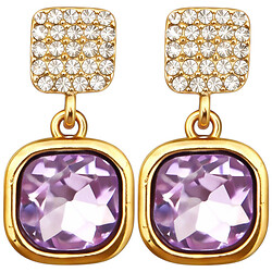 Сережки жіночі з камінцями, підвісками "Квадрати"