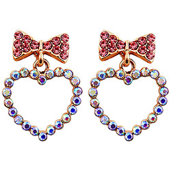 Сережки жіночі з камінцями, підвіскою "Серця"