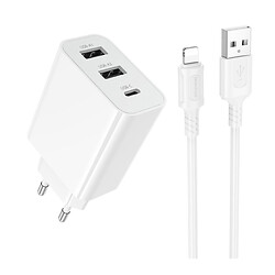 СЗУ Borofone BA105A Stellar Apple iPhone SE 2022 / iPhone 14 Pro Max / iPhone 14 Plus / iPhone 14 Pro / iPhone 14 / iPhone 13 Pro / iPhone 13 Mini / iPhone 13 / iPhone 13 Pro Max / iPhone 12 Mini / iPhone 12 Pro Max, С кабелем, Lightning, Белый