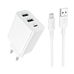 СЗУ Borofone BA105A Stellar, С кабелем, MicroUSB, Белый