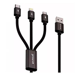 USB кабель Proove CCTC15001501 Triple Connection, Lightning, Type-C, MicroUSB, 1.3 м., Черный