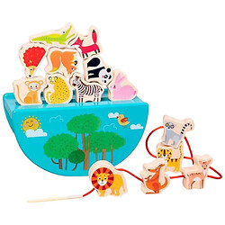 Балансир дерев'яна основа, маленькі фігурки тварин, шнурівка, в коробці, Mic