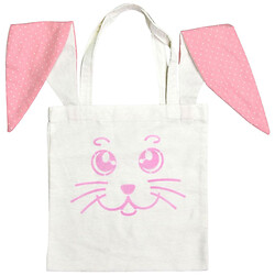 Детская сумка-шопер "Заяц", размер 33x33 см, белая с розовыми ушками, Strateg