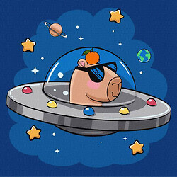 Картина по номерам "Капибара в космической тарелке", 30х30см, Ідейка