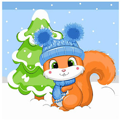 Картина по номерам "Белочка у елки", 30х30 см, Strateg