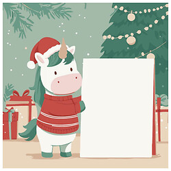 Картина за номерами "Єдиноріг з листівкою", 20х20 см, Strateg