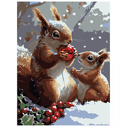 Картина по номерам "Зимние белочки 30х40 см, Strateg