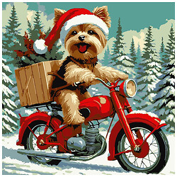 Картина по номерам "Песик в шапке", 30х30 см, Strateg