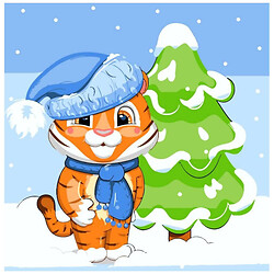 Картина за номерами "Тигреня в шапці", 30х30 см, Strateg