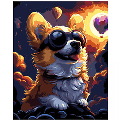 Картина за номерами на чорному тлі "Коргі в окулярах", 40х50 см, Strateg