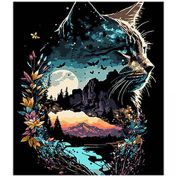 Картина за номерами на чорному тлі "Котяче відбиття природи", 40х50 см, Strateg