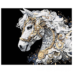 Картина по номерам на черном фоне "Лошадь с золотыми узорами", 40х50 см, Strateg