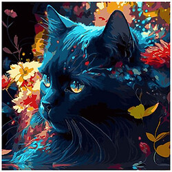 Картина по номерам на черном фоне "Черный кот", 40х40, Strateg