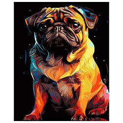Картина по номерам на черном фоне "Яркий мопс", 40х50 см, Strateg