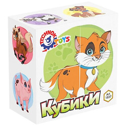 Кубики "Домашние животные", 4 шт, Технок